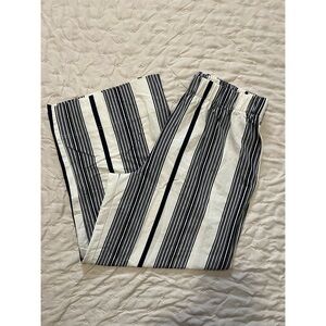 H&M Black and White Wide-Leg Striped Pants